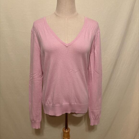 pink vneck sweater top - Picture 1 of 3